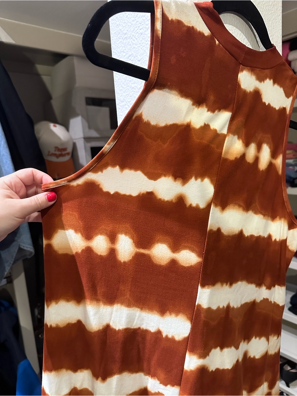Burnt Orange & Cream Sleeveless Tie-Dye Swing Dress (GAME DAY?!) LG/XL - Picture 5 of 5